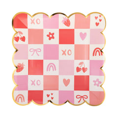 Valentine Check Large Plate 12pk. - Pretty Day