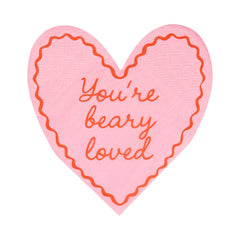 Occasions Beary Loved Heart Shaped Cocktail Napkins 24pk.