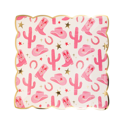 Pink Cowgirl Pattern Paper Plate 8pk. - Pretty Day