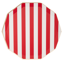 Bonjour Fête - CHERRY RED SIGNATURE CABANA STRIPE PLATES - Pretty Day