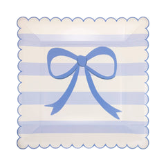 Blue Stripe Bow Paper Plate 8pk. - Pretty Day