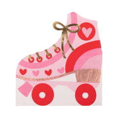 Foil Roller Skate Shaped Valentines Napkin 18pk. - Pretty Day