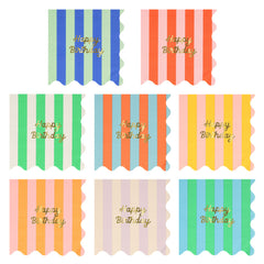 Stripe Happy Birthday Large Napkins - 16 pack - Pretty Day