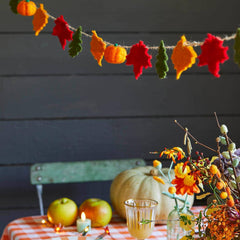 Fall Felt Leaf and Pumpkin Garland 2m