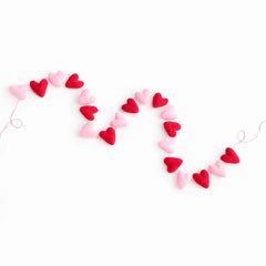 Red & Pink Valentine's Day Wool Heart Garland