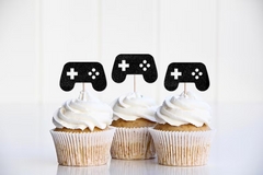 Video Game Controller Birthday Party Cupcake Toppers - Pretty Day