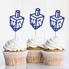 Hanukkah Cupcake Toppers, Dreidel Cupcake Decorations, Happy Chanukah Decor, Cake Decorations, Party Supplies - Pretty Day