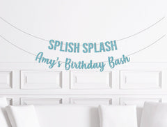 Mermaid Theme Birthday Party Decorations / Personalized Splish Splash Pool Birthday Bash Decor Banner Garland, Beach Themed Birthday - Pretty Day