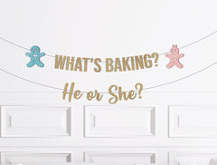 Christmas Gender Reveal Decoration, What Baking Banner, What Will Our Little Sweetie Be, December Baby Decor, Gingerbread Boy Girl He She - Pretty Day