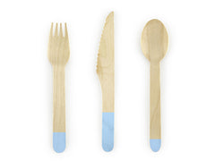 Light Blue Wooden Cutlery Set - Pretty Day