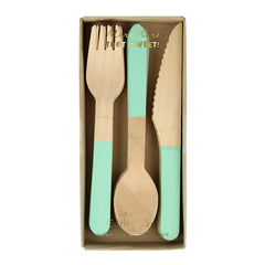 Meri Meri Mint Wooden Cutlery/Utenstils - Pretty Day