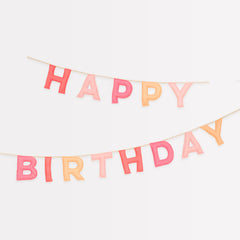 Pink Happy Birthday Felt Garland - Pretty Day