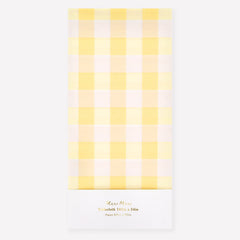 Yellow Gingham Paper Tablecloth