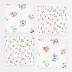Ditsy Posy Scalloped Napkins Small 16pk. - Pretty Day