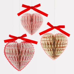 Meri Meri x Liberty Paper Honeycomb Heart Decor 3pk.