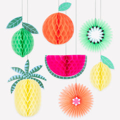 Meri Meri Tropical Fruit Honeycomb Decorations 7pk.