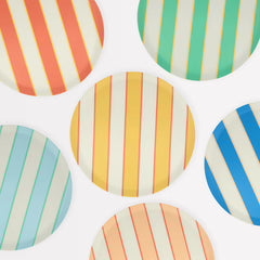 Mixed Striped Plastic Plates Large - 6pk - Pretty Day