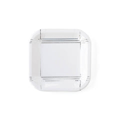 WHC841 - Winter White 7" Silver Plaid Plate - Pretty Day