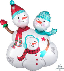 Jumbo Snowman Family Helium Foil Christmas Balloon S4029 - Pretty Day