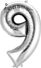 Silver Number 9 Jumbo Foil Balloon S1045 - Pretty Day