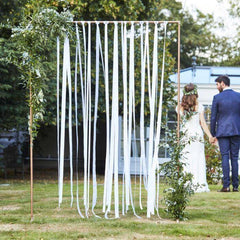 White Ribbon Hanging Wedding Backdrop (Copper stand sold separately) S5028 - Pretty Day