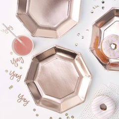 Rose Gold Paper Plates - 8 Pack S7142 - Pretty Day