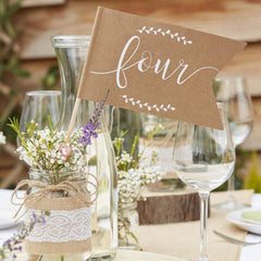 Rustic Kraft Flag Table Numbers 1-12 S3055 - Pretty Day