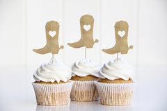 Cowboy Cowgirl Boot Cupcake Topper - 12 Pack - Pretty Day