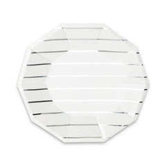 Frenchie Striped Silver Plates Small 8 Pk. S7133 - Pretty Day