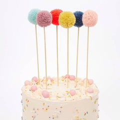 Rainbow Pom Pom Cake Topper Set S0159 - Pretty Day