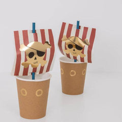Meri Meri Pirate Ship Sail Cups and Straws - Pack of 8 S9011 - Pretty Day