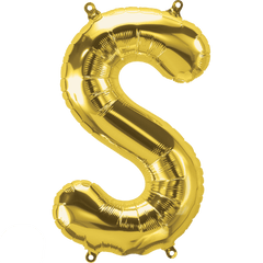Small 16" Gold S Letter Balloon S4014 - Pretty Day