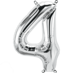 Small 16" Silver Number 4 Balloon S4008 - Pretty Day