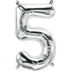 Small 16" Silver Number 5 Balloon S4008 - Pretty Day