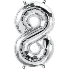 Small 16" Silver Number 8 Balloon S4009 - Pretty Day