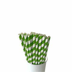 Apple Green Striped Paper Straws S3115 - Pretty Day