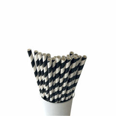 Black Striped Eco Friendly Paper Straws S3060 - Pretty Day