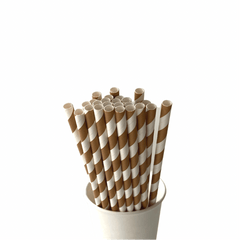 Mocha Stripe Paper Straws S2156 - Pretty Day