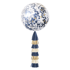 Jumbo Confetti Balloon & Tassel Tail - Navy & Gold S8079 - Pretty Day