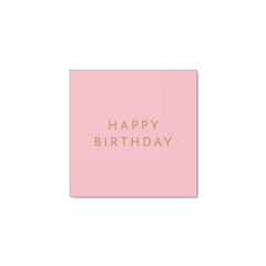 Bonjour Fête - PETAL PINK SIGNATURE HAPPY BIRTHDAY COCKTAIL NAPKINS - Pretty Day