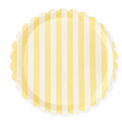 Butter Yellow & Cream Stripe Scalloped Plate 12pk.