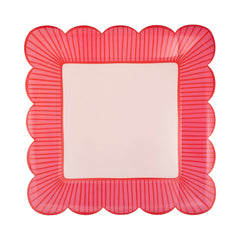 Striped Edge Scalloped Square Valentine's Plate 8pk. - Pretty Day