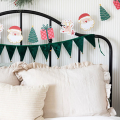 Green Velvet Pennant Banner - Pretty Day