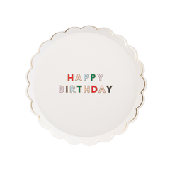 Bonjour Fête - BLANC WHITE SIGNATURE HAPPY BIRTHDAY SMALL PLATE - Pretty Day