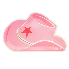 Pink Cowgirl Hat Shaped Paper Plate 8pk. - Pretty Day