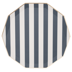 Bonjour Fête - MIDNIGHT BLUE SIGNATURE CABANA STRIPE PLATES - Pretty Day
