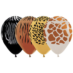 4 Pack of 11" Animal Print Latex Balloons - Pretty Day