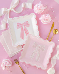 Large Pink Bows Paper Plate Set 8pk - Pretty Day