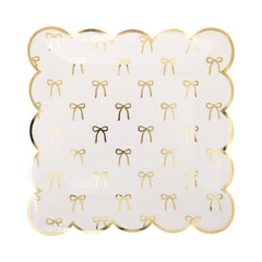 Gold Bows Paper Plate 8pk. - Pretty Day