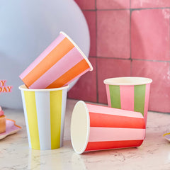 Bright Banquet Striped Paper Cups 8pk. - Pretty Day